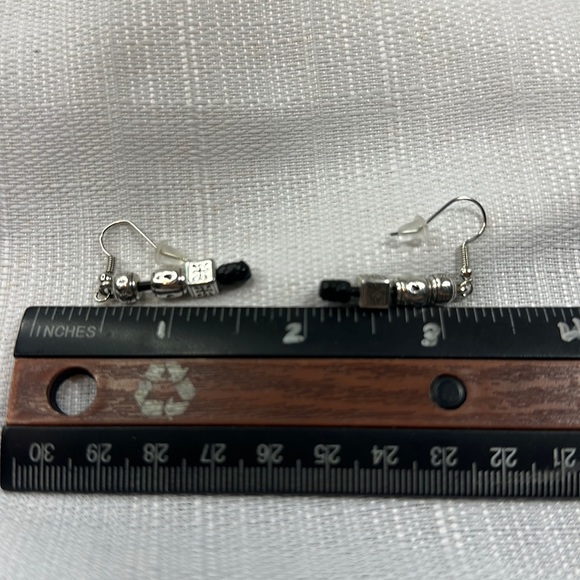 2 pc set Brighton necklace & earrings lot black onyx leather - Picture 4 of 8